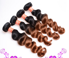 Real Human Hair Wig with Gradient Color Loose Wave