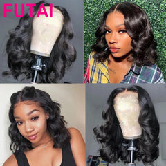 Short Body Wave Human Hair BOB Wig with Lace Front