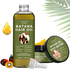2-in-1 Batana Oil for Hair Growth & Skin from Honduras Dr. Sebi Hair Oil for Damaged Hair & Loss With Avocado Oil Sweet Almond Oil Grapeseed Vit E - Batana Oil Body Butter Included (Set of 2)